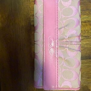 Coach Pink and Cream Signature Wallet